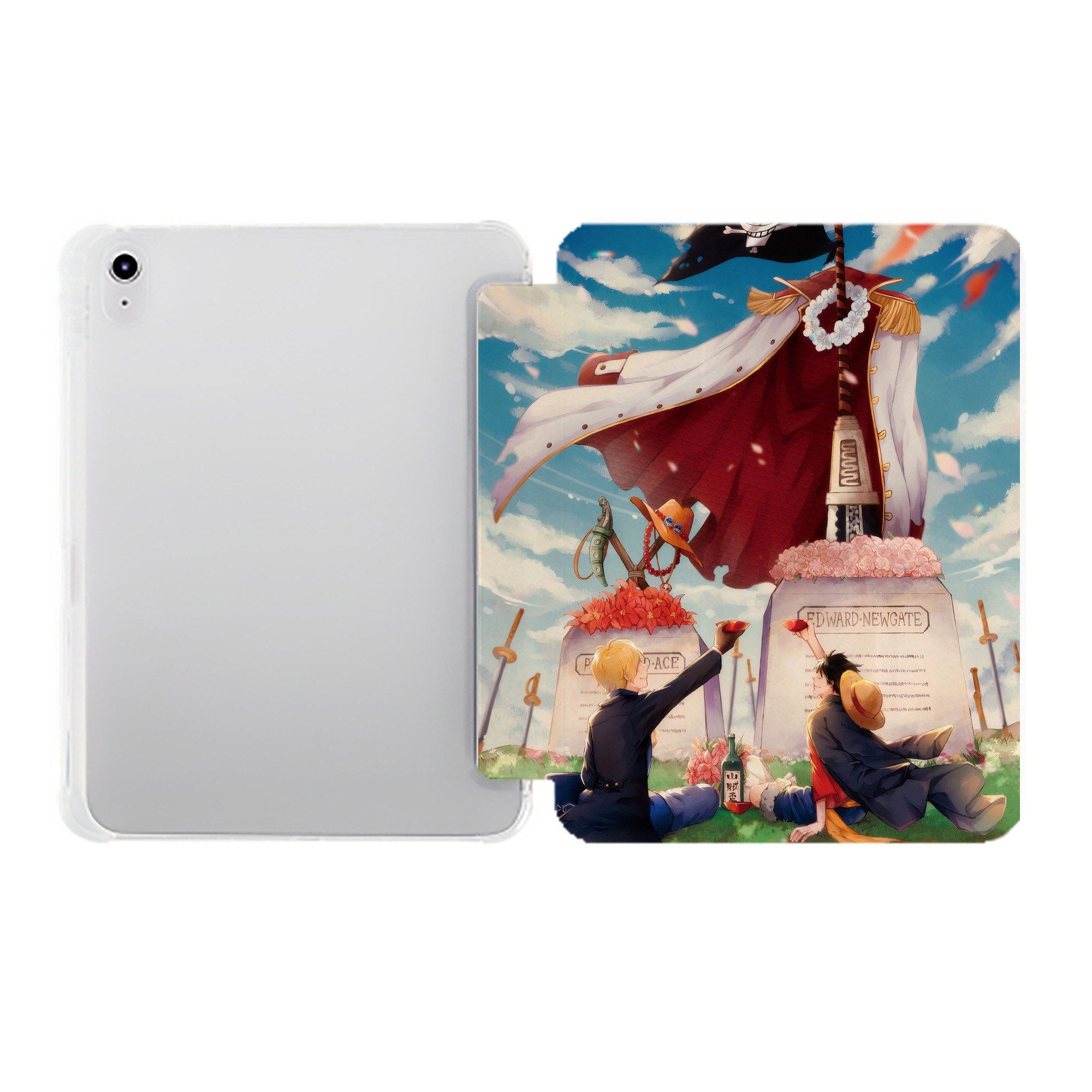 （画像用） ワンピース ONE PIECE IPad ケース ペン収納付き 三つ折りスタンド PUレザー×シリコン 対応機種9.5/10.5/10.9インチ